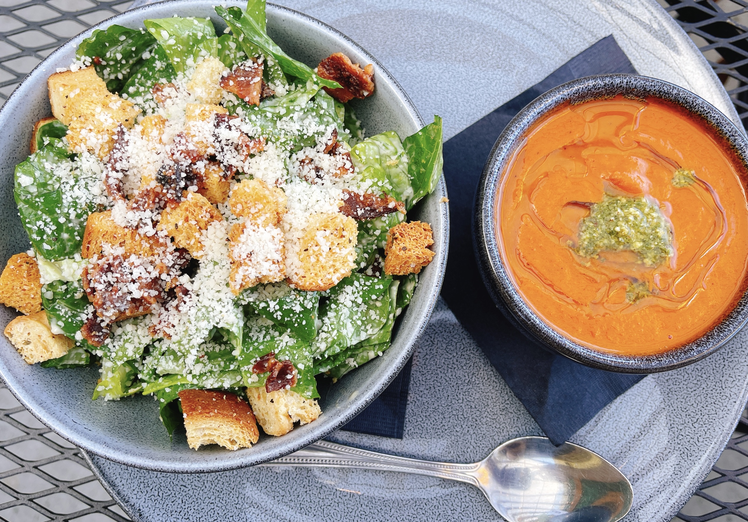 Caesar Salad and Tomato Soup